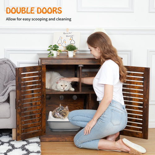 Tucker Murphy Pet™ 2layers Cat Litter Box Enclosure,hidden Cat